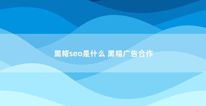 黑帽seo是什么 黑帽广告合作